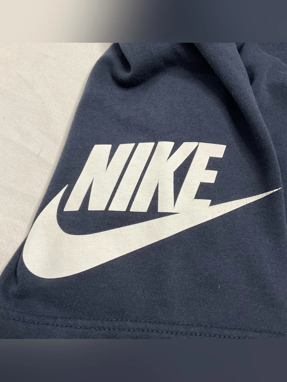Nike Blue White French Terry Shorts Size 6/7 Elastic Waist